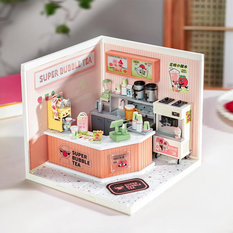 Rolife Super Creator Double Joy Bubble Tea Plastic DIY Miniature House Kit