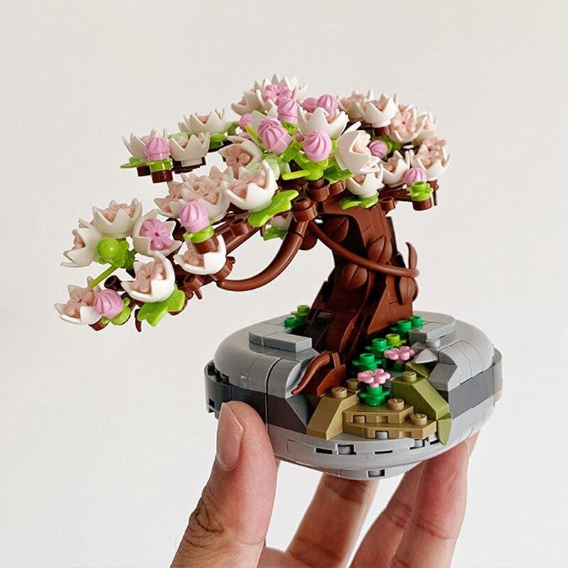 ZYLEGEN Sakura Bonsai with Flowerpot Building Block Set,Cherry