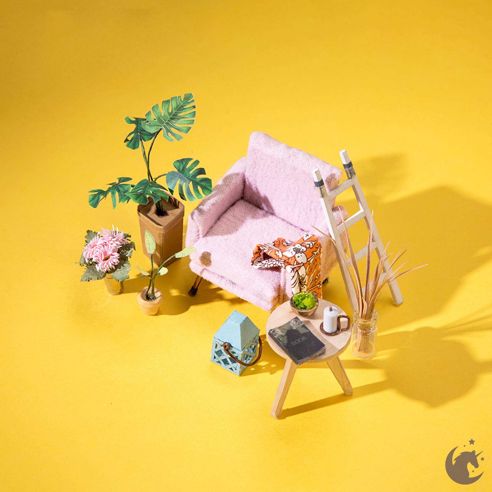 unicorntoys rolife robotime diy miniature dollhouse dgm05 Balcony Daydream diorama craft kit
